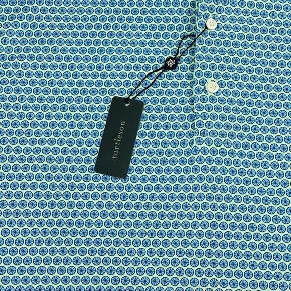 Turtleson Men’s Medium Green Blue Fruit Slice Performance Golf Polo Shirt - Picture 7 of 14